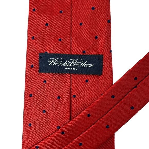 Vintage Brooks Brothers Tie Red/Blue Polka Dot Woven England Made USA Silk. 57” - Picture 12 of 16